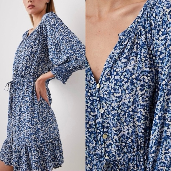 Rails Blue Floral Eliza Dress in Ice Chrysanthemum - Picture 1 of 7